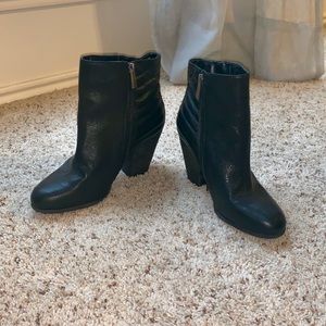 Franco Sarto Black Leather Booties, Size 8.5